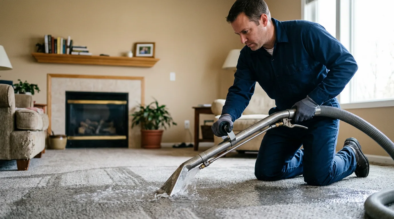 Water damage restoration technician working near Farmer, OH